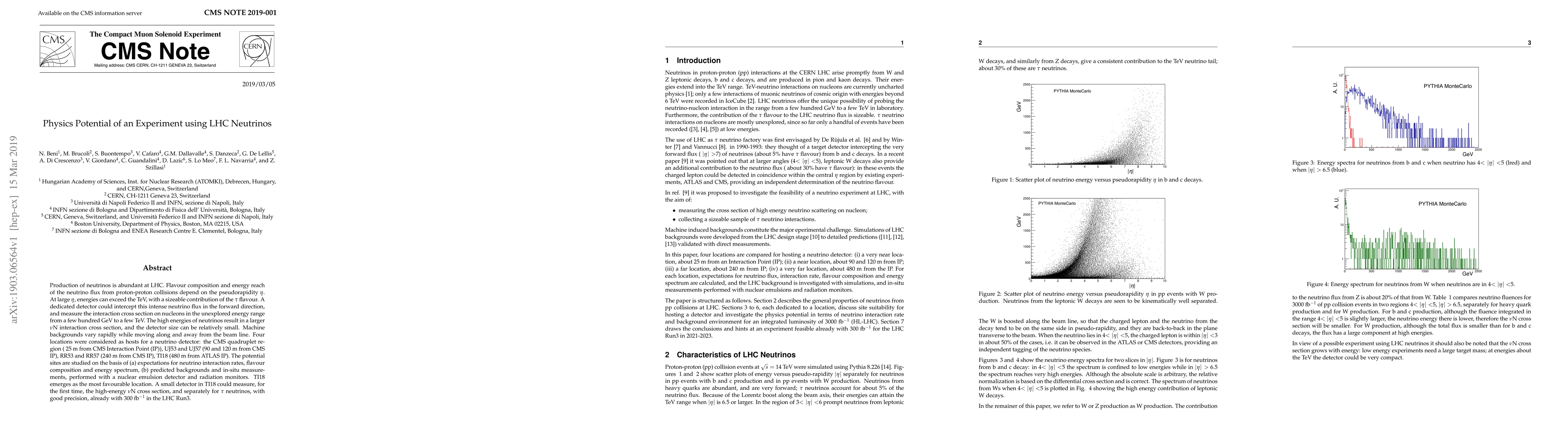 Thumbnail for Physics Potential of an Experiment using LHC Neutrinos