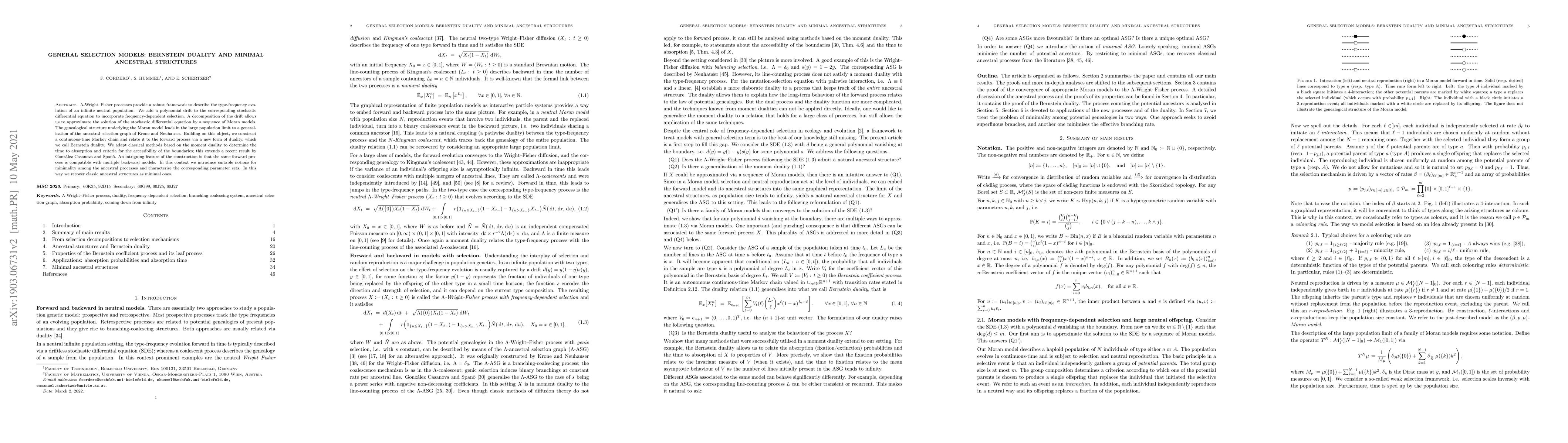 Thumbnail for General selection models: Bernstein duality and minimal ancestral
  structures