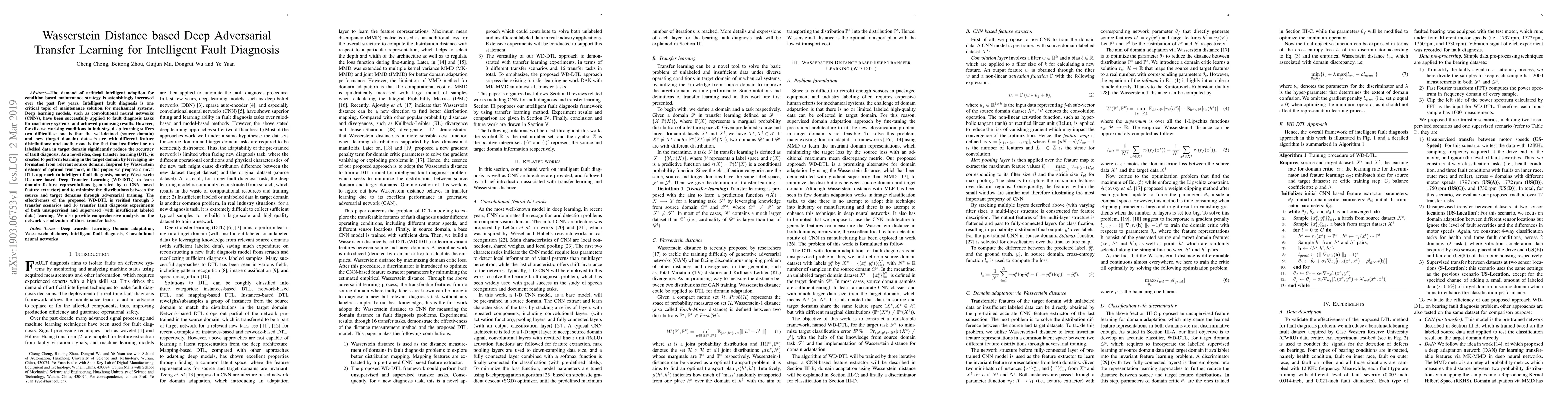 Thumbnail for Wasserstein Distance based Deep Adversarial Transfer Learning for
  Intelligent Fault Diagnosis