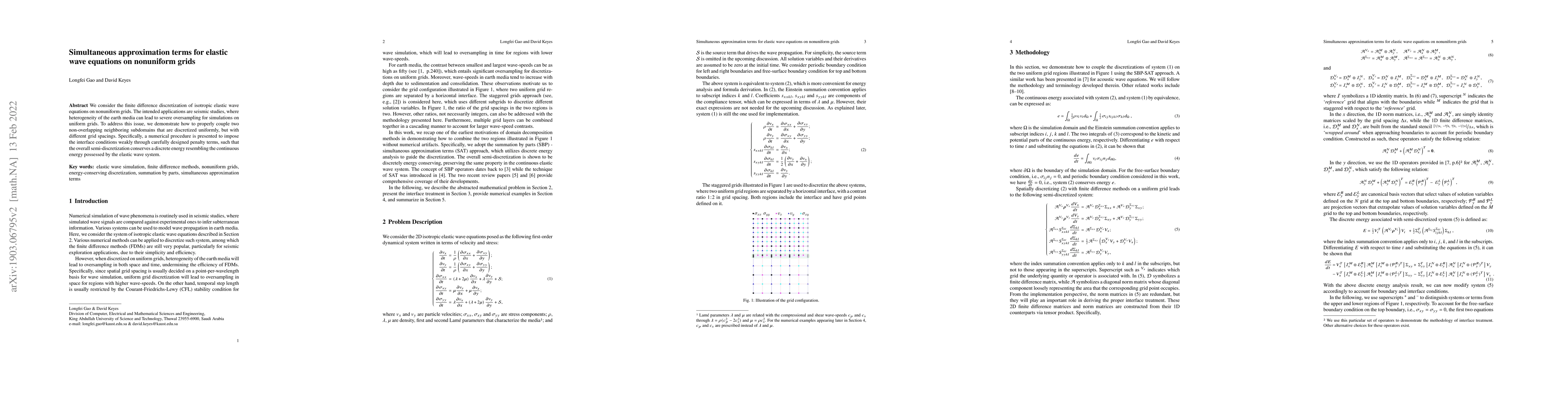 Thumbnail for Simultaneous approximation terms for elastic wave equations on
  nonuniform grids