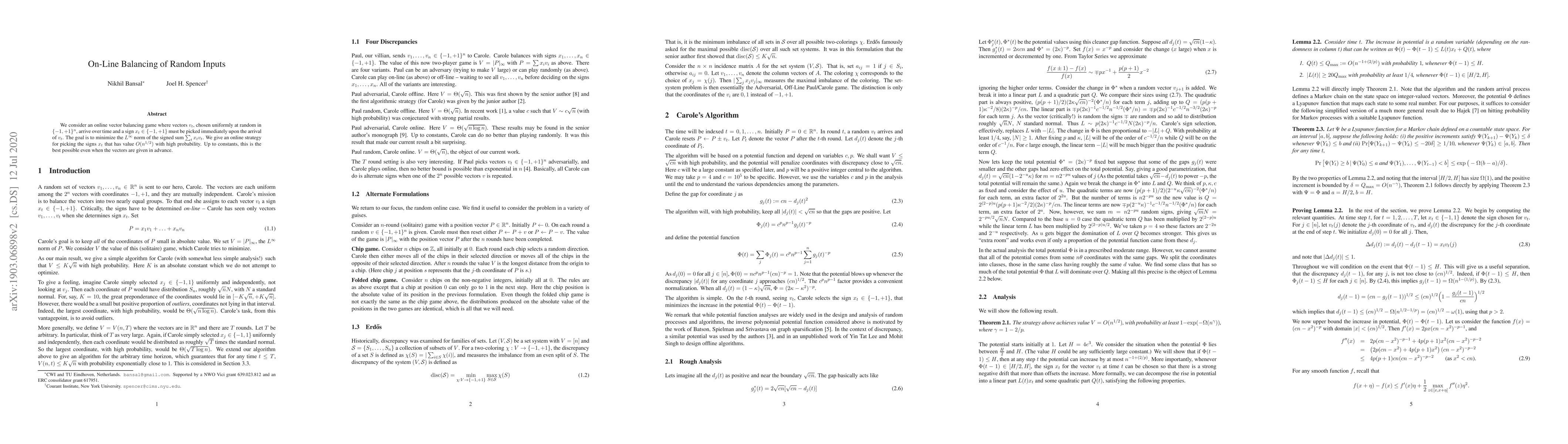 Thumbnail for On-Line Balancing of Random Inputs