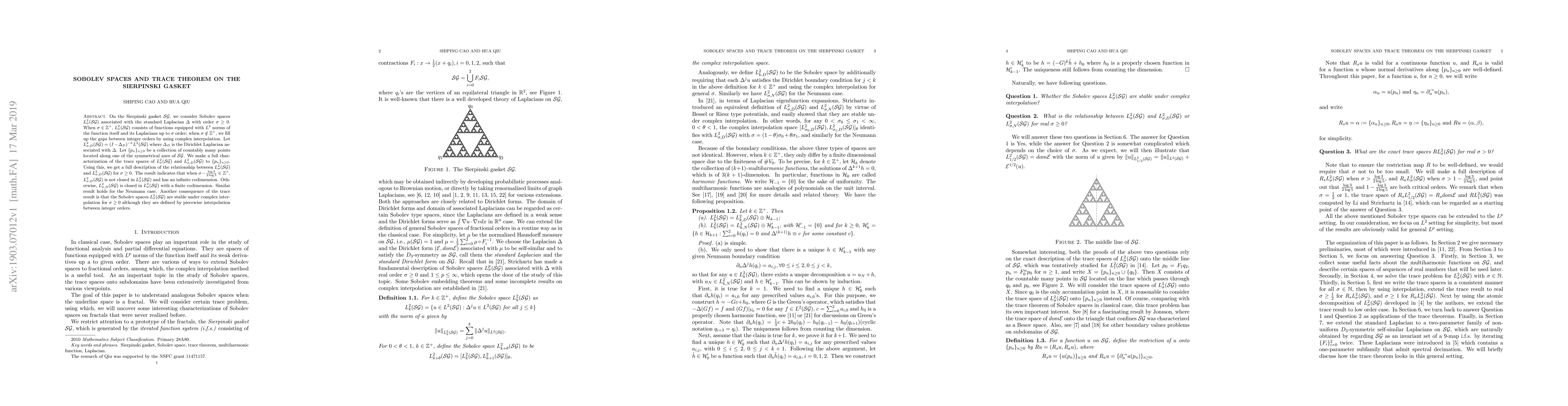 Thumbnail for Sobolev spaces and trace theorem on the Sierpinski gasket