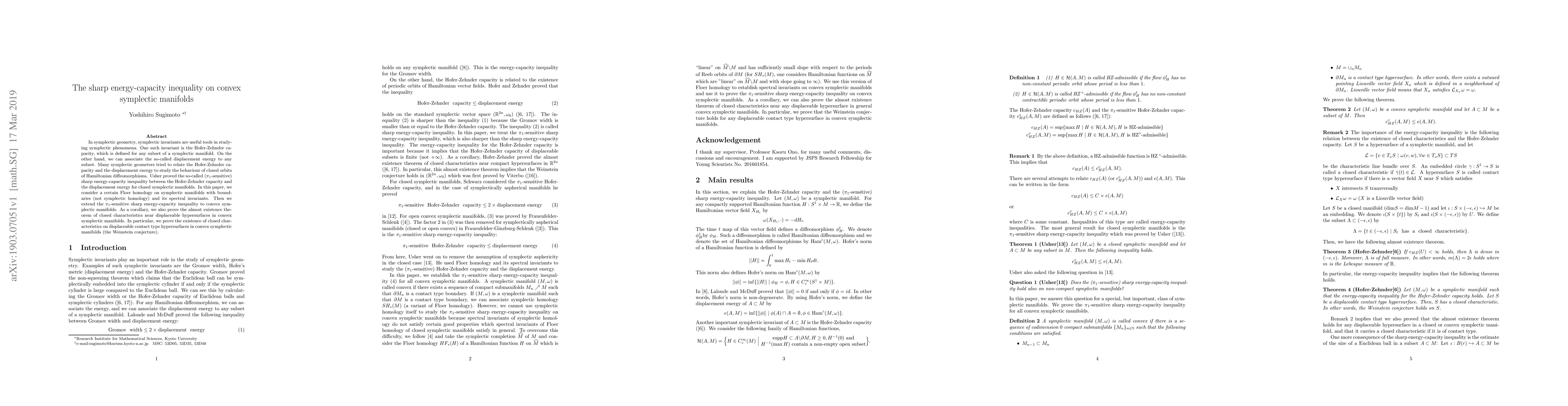 Thumbnail for The sharp energy-capacity inequality on convex symplectic manifolds