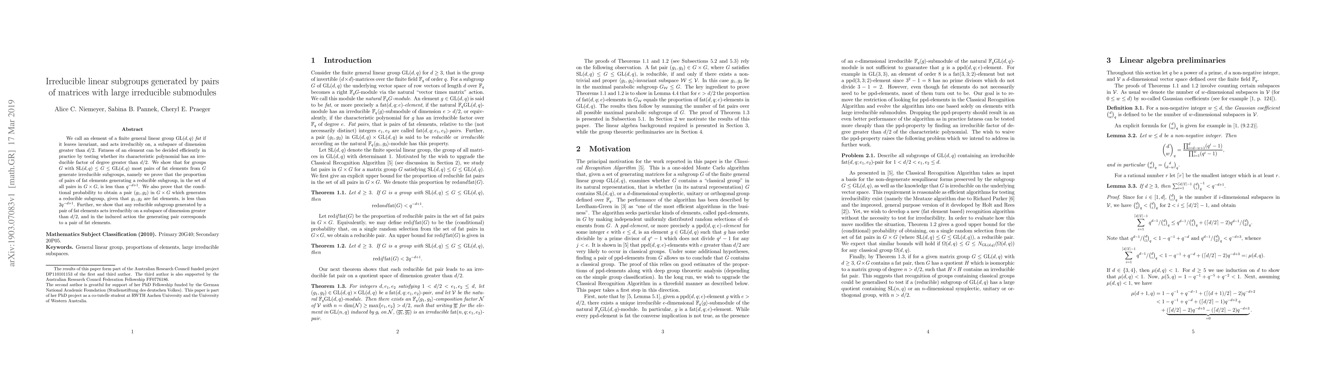 Thumbnail for Irreducible linear subgroups generated by pairs of matrices with large
  irreducible submodules