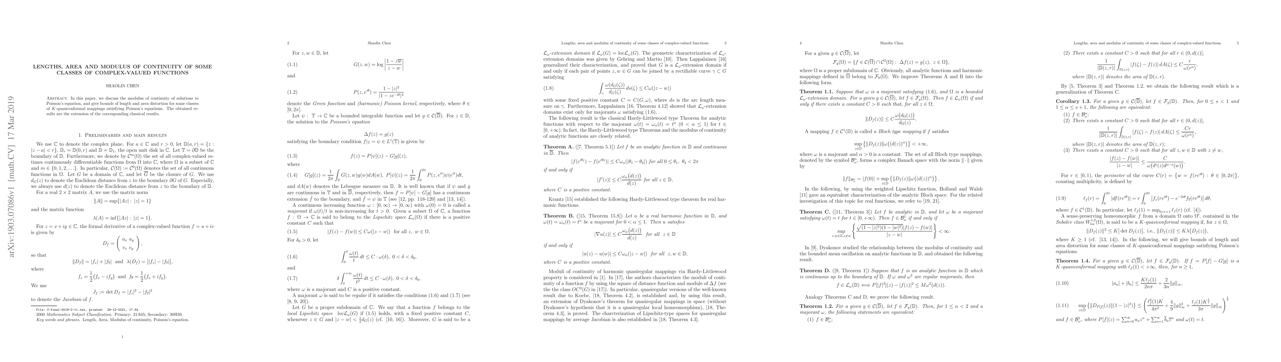 Thumbnail for Lengths, area and modulus of continuity of some classes of
  complex-valued functions
