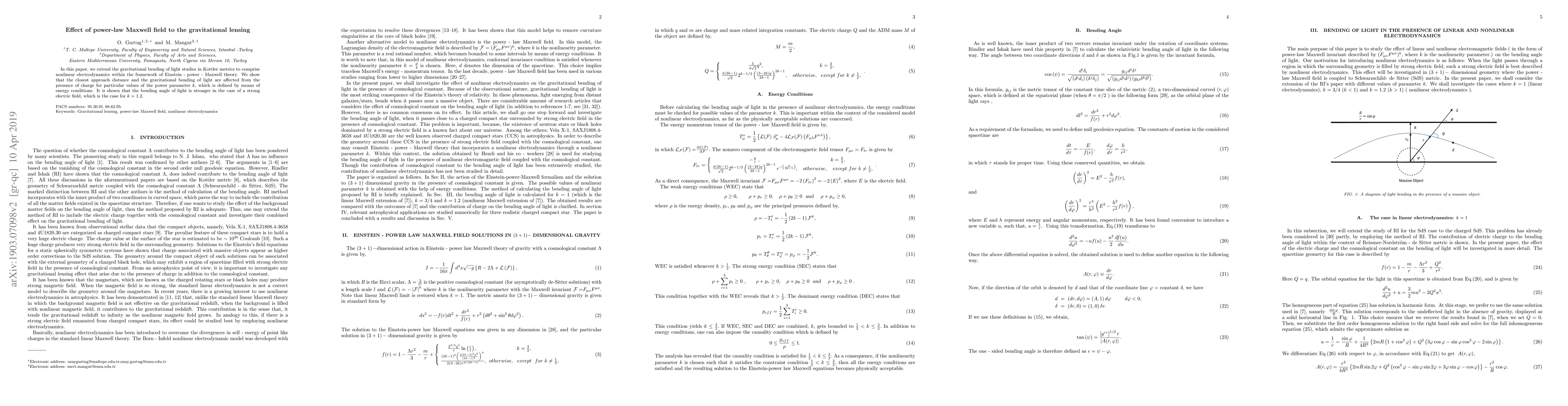 Thumbnail for Effect of power-law Maxwell field to the gravitational lensing