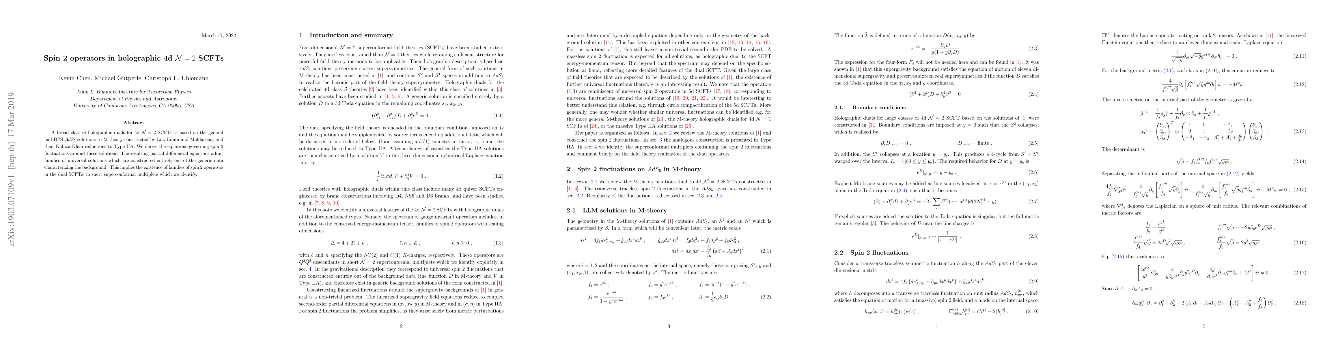 Thumbnail for Spin 2 operators in holographic 4d $\mathcal N=2$ SCFTs