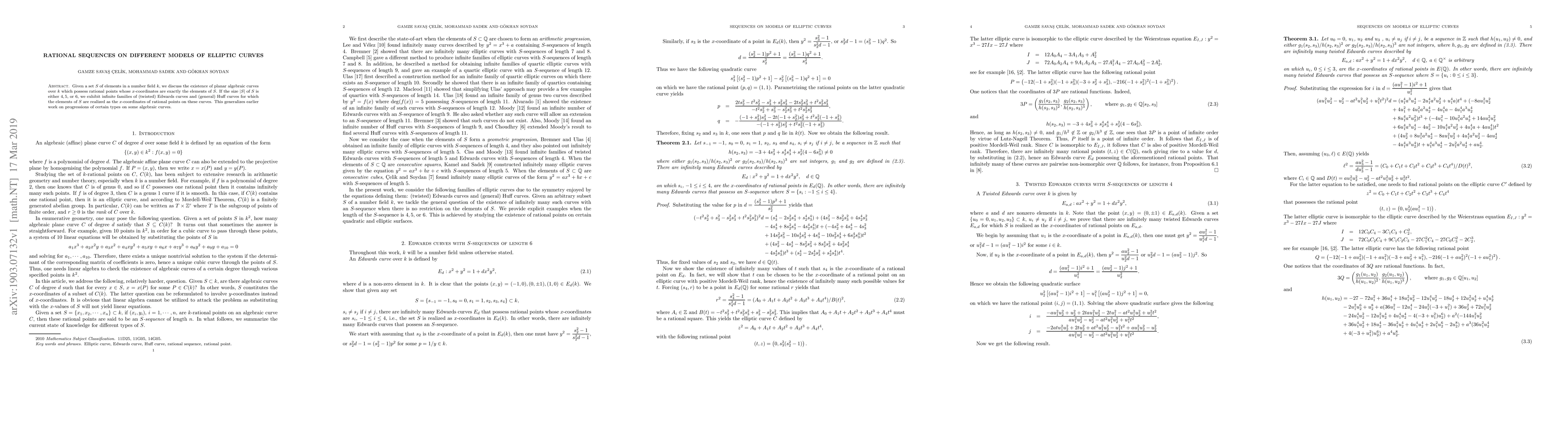 Thumbnail for Rational sequences on different models of elliptic curves