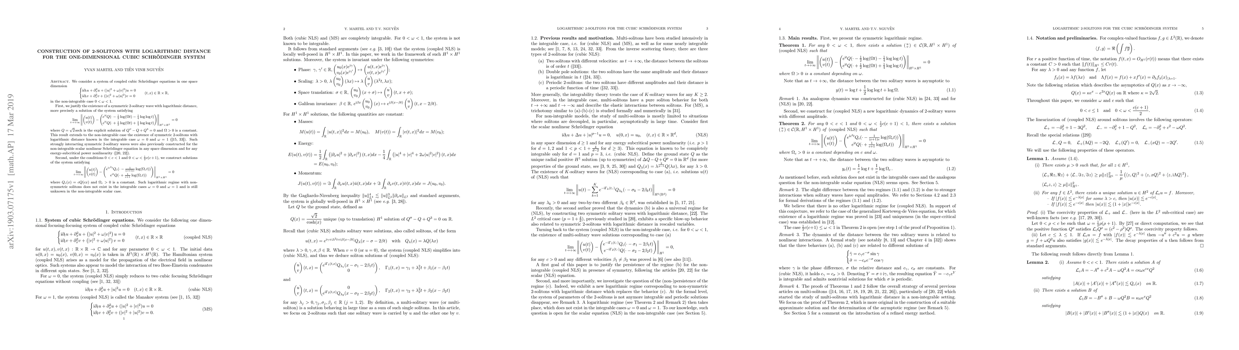 Thumbnail for Construction of 2-solitons with logarithmic distance for the
  one-dimensional cubic Schrodinger system