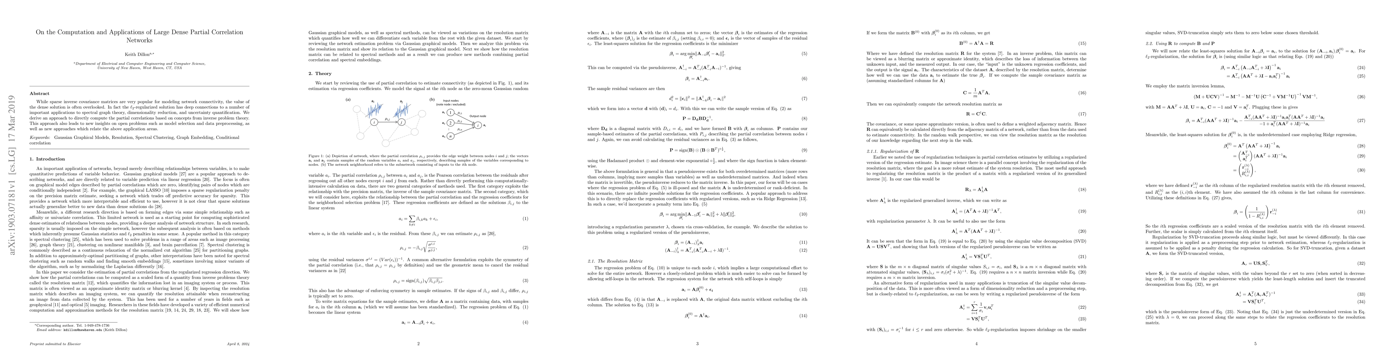 Thumbnail for On the Computation and Applications of Large Dense Partial Correlation
  Networks