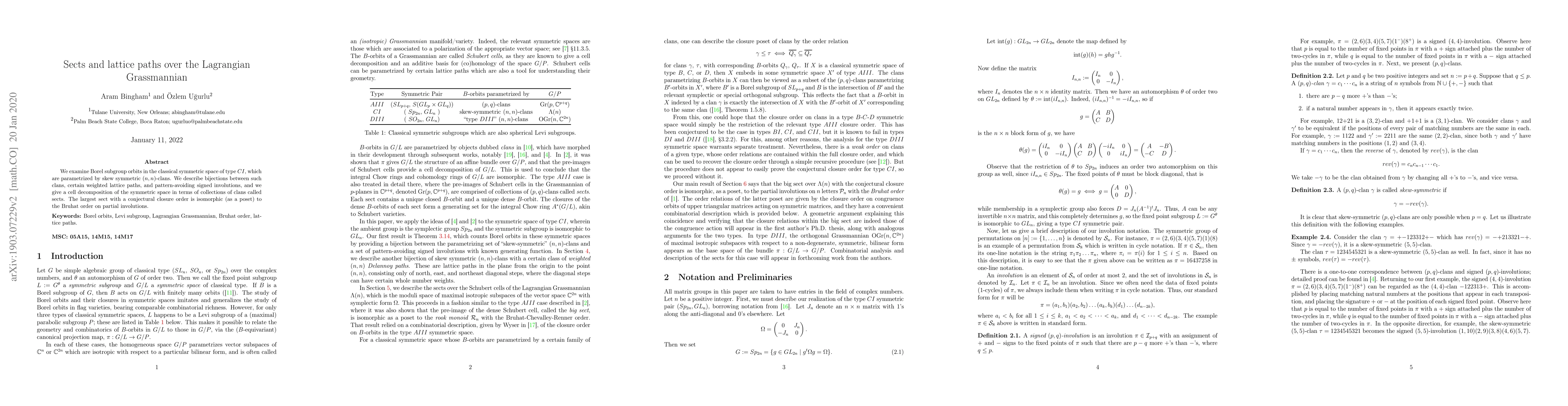 Thumbnail for Sects and lattice paths over the Lagrangian Grassmannian