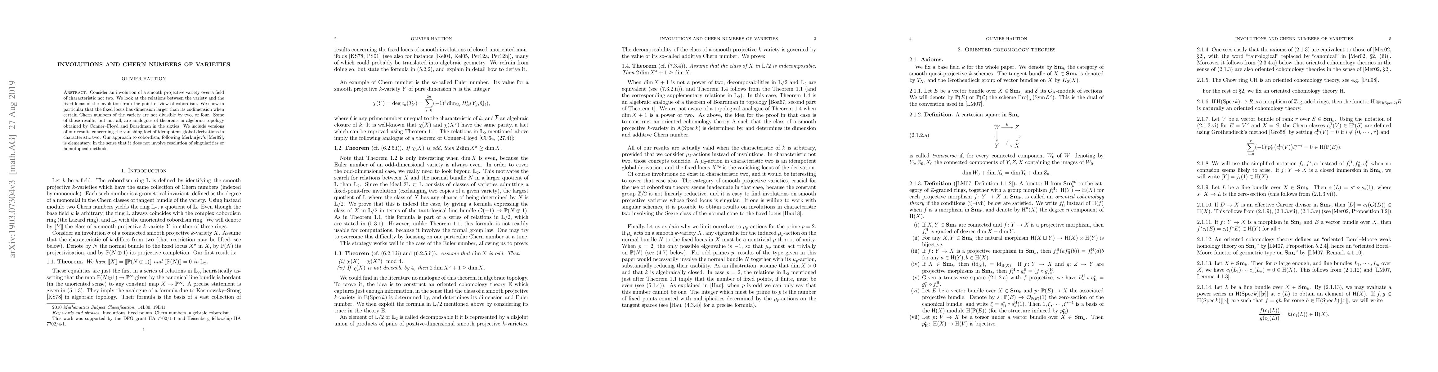 Thumbnail for Involutions and Chern numbers of varieties