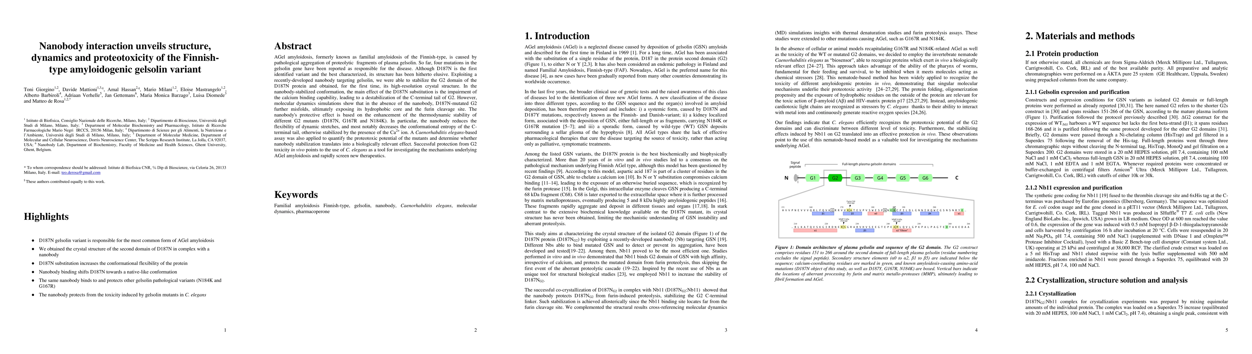 Thumbnail for Nanobody interaction unveils structure, dynamics and proteotoxicity of
  the Finnish-type amyloidogenic gelsolin variant