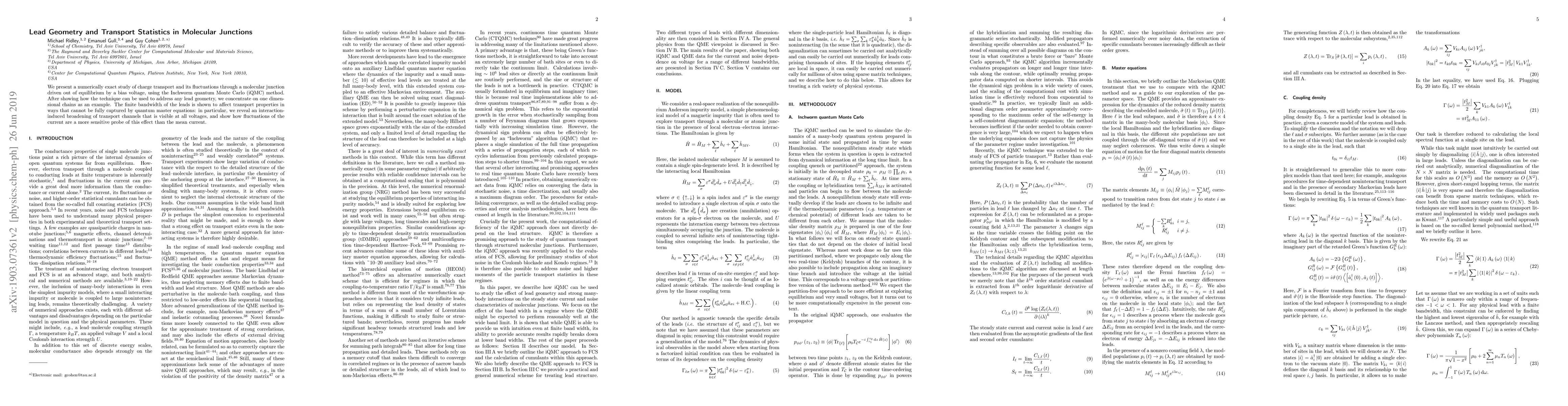 Thumbnail for Lead Geometry and Transport Statistics in Molecular Junctions