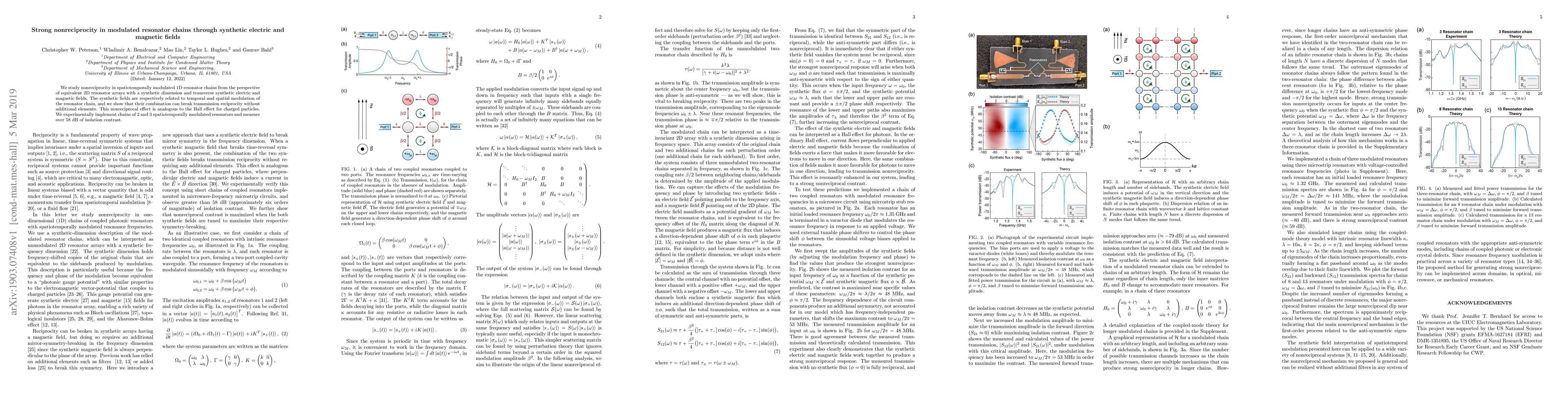 Thumbnail for Strong nonreciprocity in modulated resonator chains through synthetic
  electric and magnetic fields