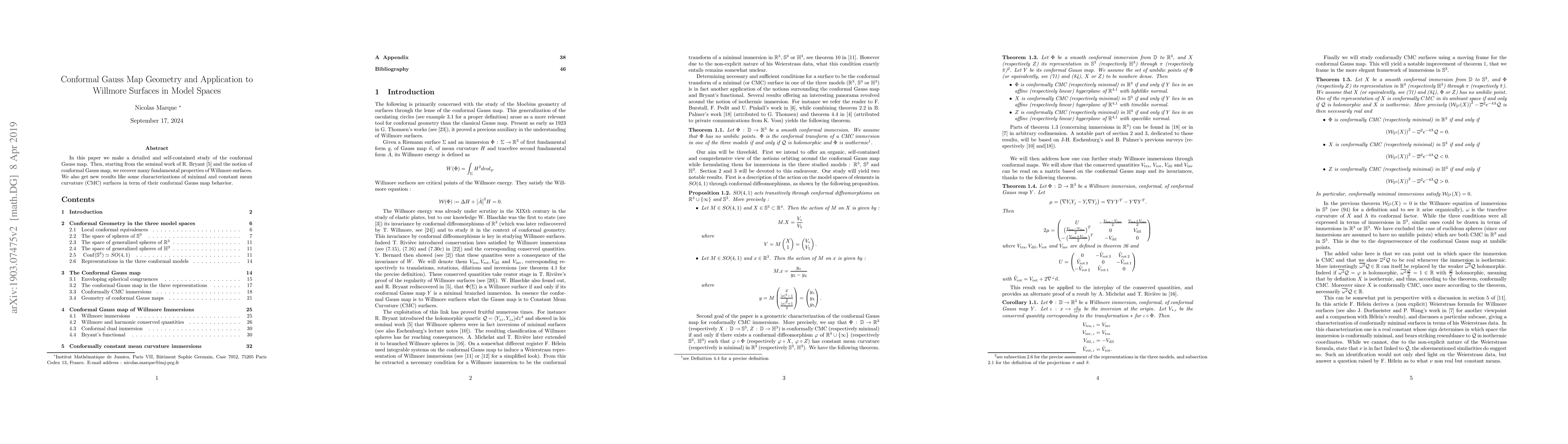 Thumbnail for Conformal Gauss Map Geometry and Application to Willmore Surfaces in
  Model Spaces