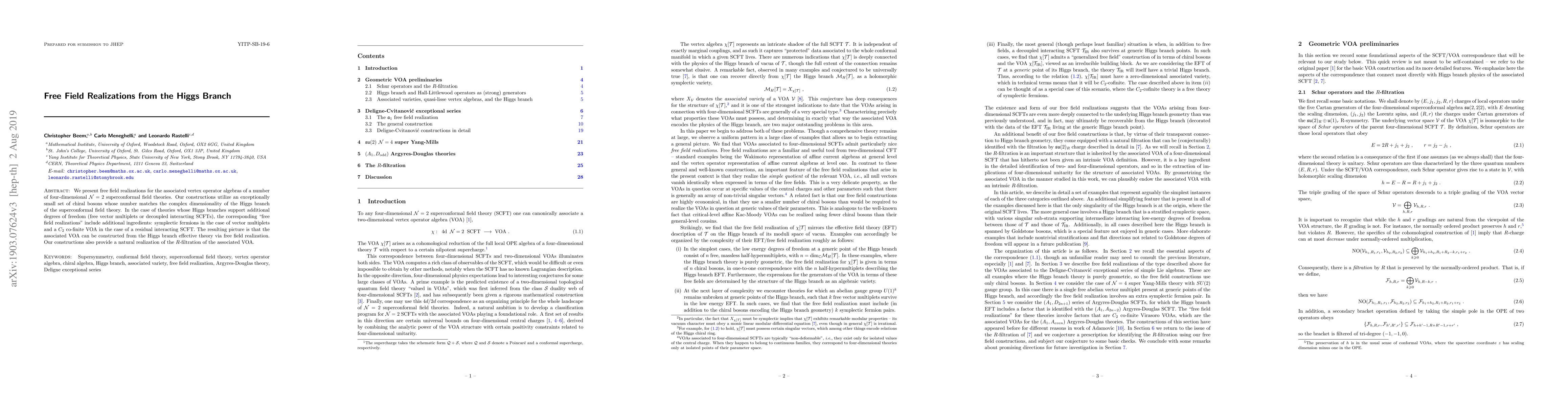 Thumbnail for Free Field Realizations from the Higgs Branch