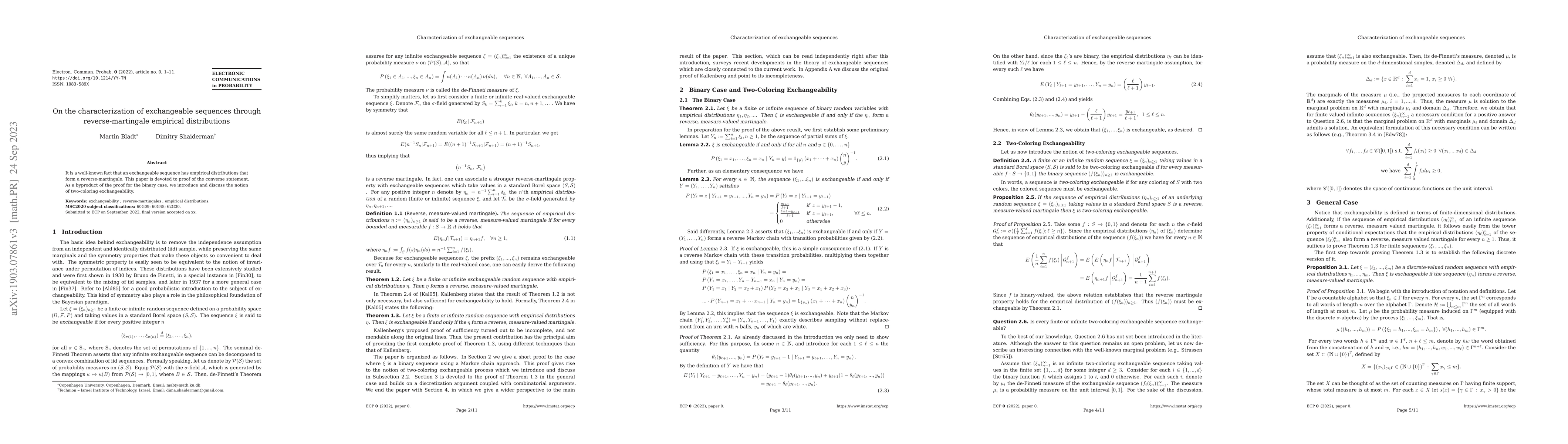 Thumbnail for Characterisation of exchangeable sequences through empirical
  distributions