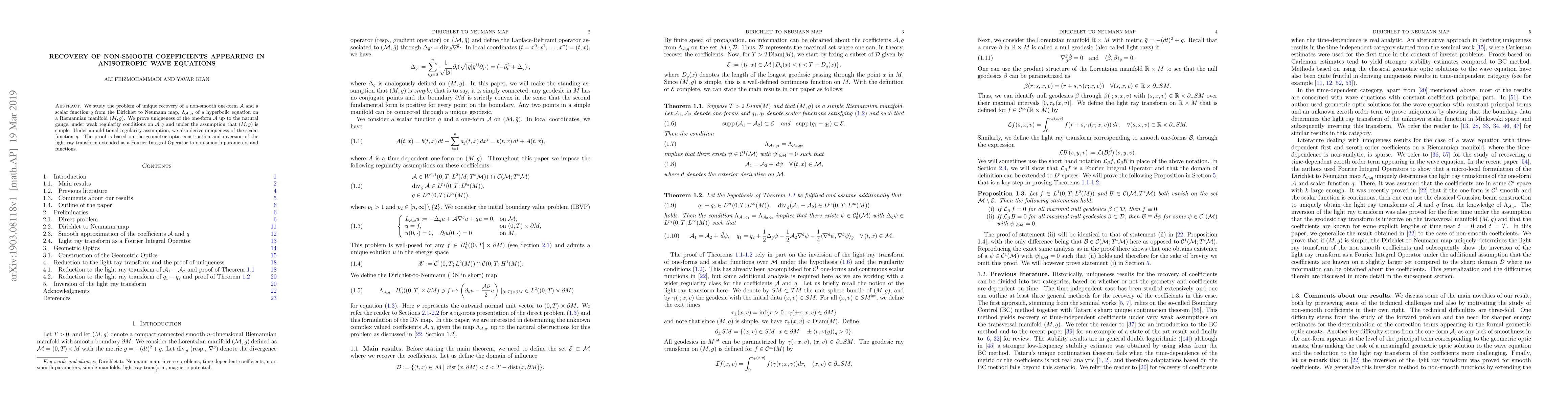 Thumbnail for Recovery of non-smooth coefficients appearing in anisotropic wave
  equations