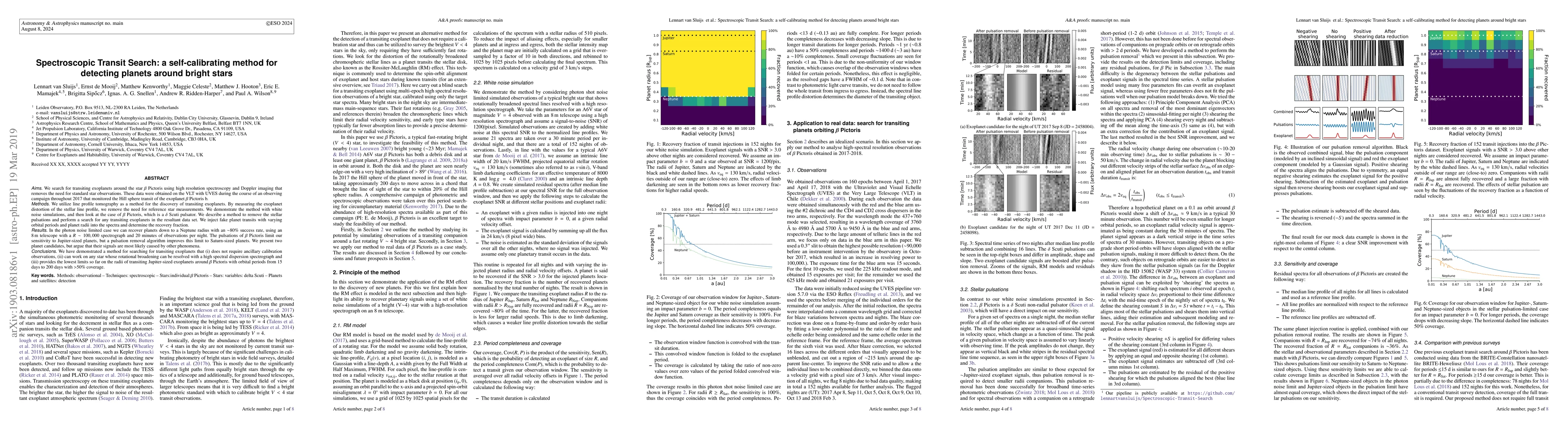 Thumbnail for Spectroscopic Transit Search: a self-calibrating method for detecting
  planets around bright stars