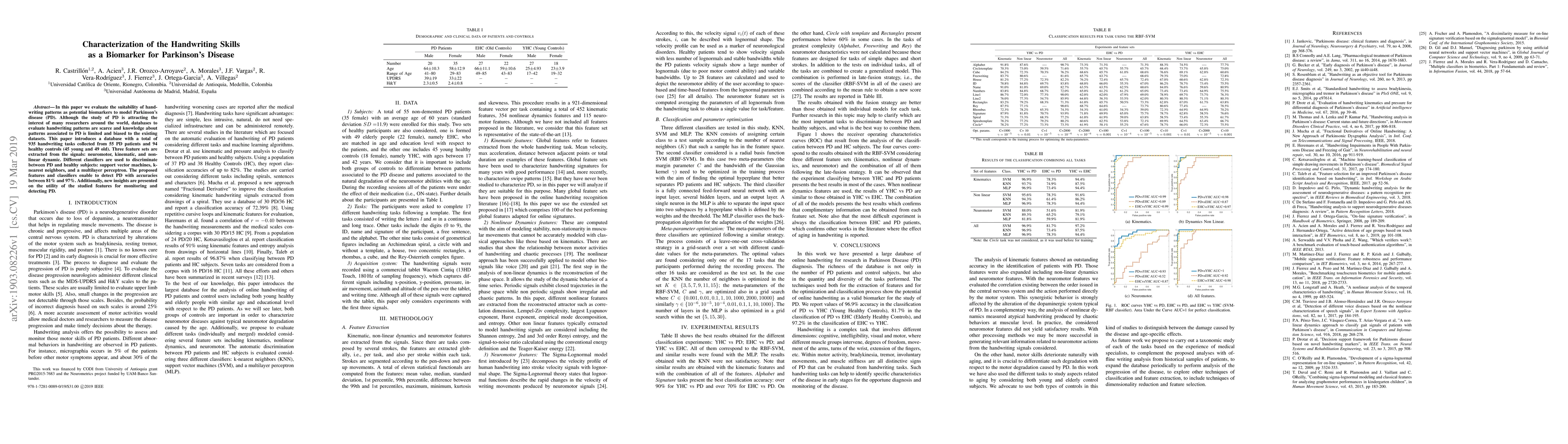 Thumbnail for Characterization of the Handwriting Skills as a Biomarker for Parkinson
  Disease
