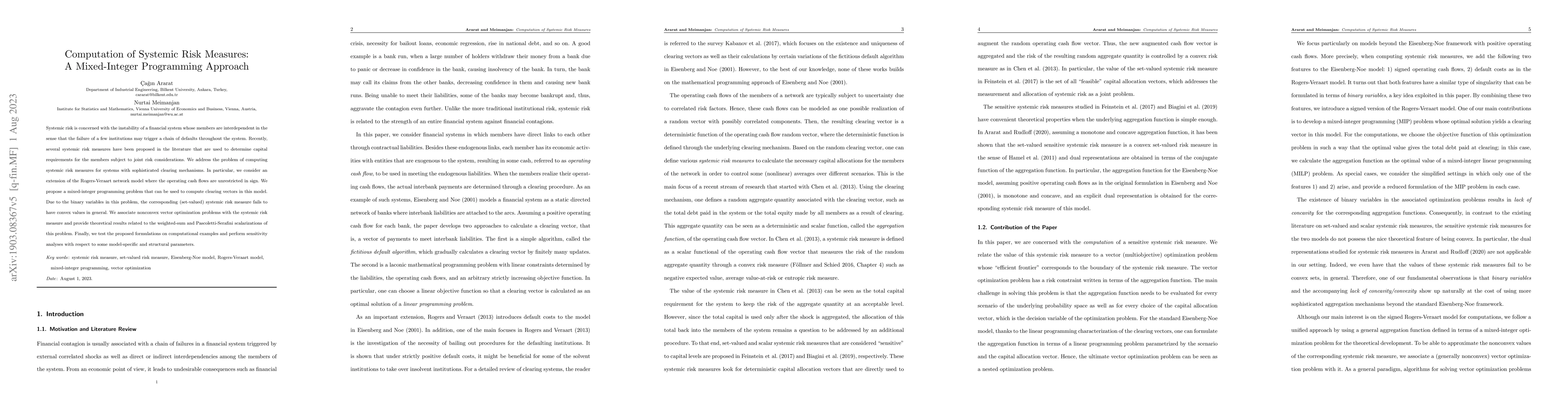 Thumbnail for Computation of systemic risk measures: a mixed-integer programming
  approach