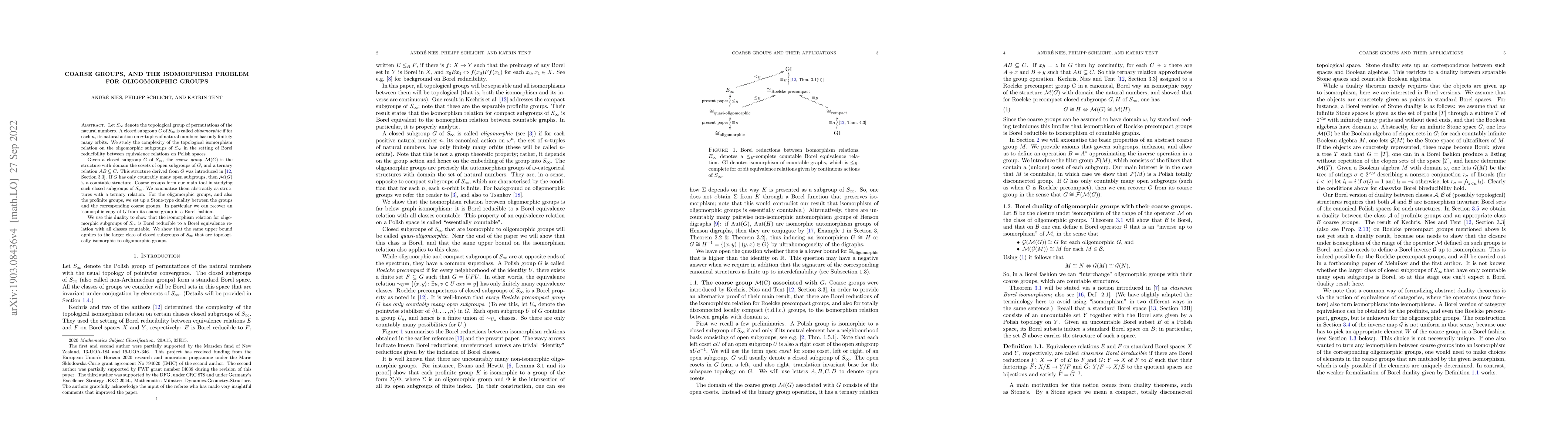 Thumbnail for Coarse groups, and the isomorphism problem for oligomorphic groups