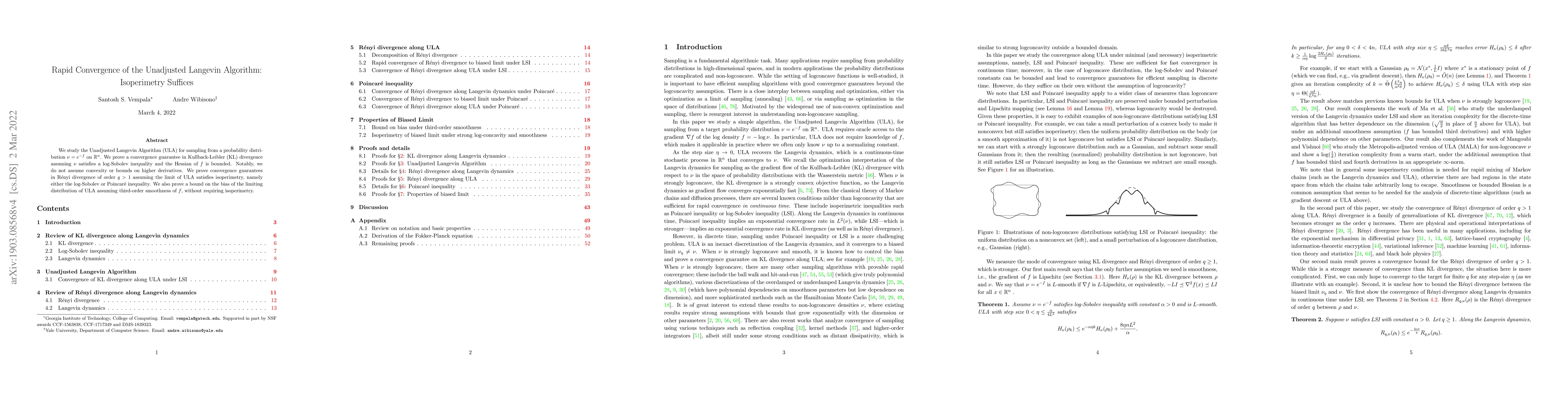 Thumbnail for Rapid Convergence of the Unadjusted Langevin Algorithm: Isoperimetry
  Suffices