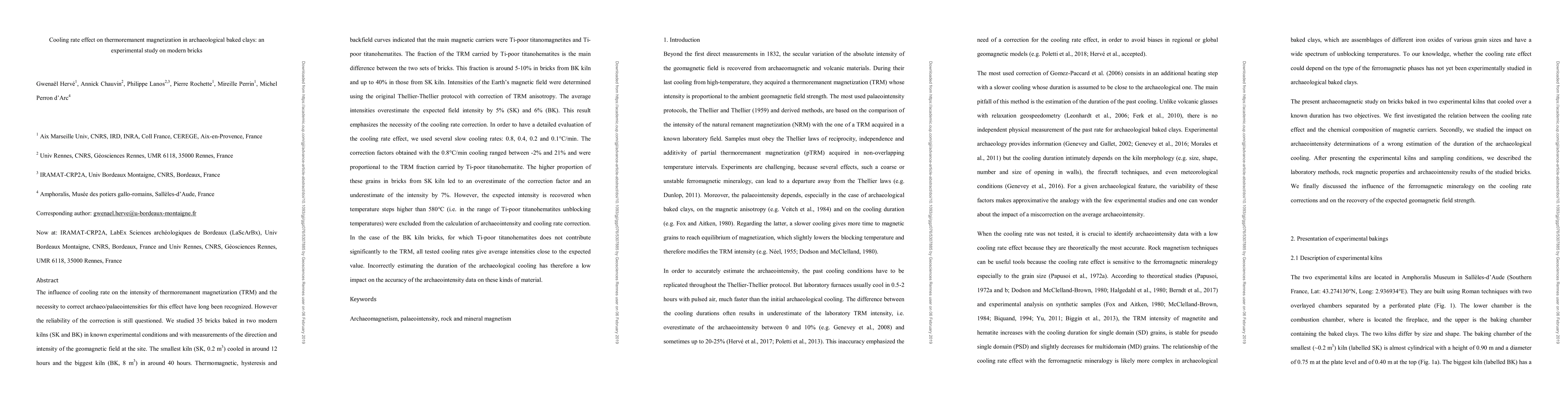 Thumbnail for Cooling rate effect on thermoremanent magnetization in archaeological
  baked clays: an experimental study on modern bricks