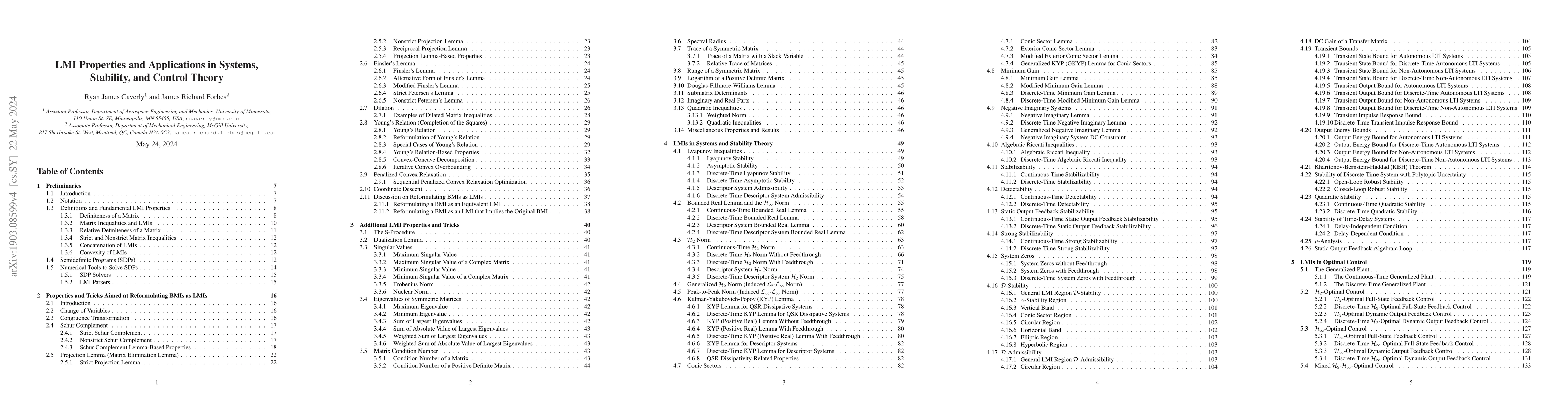 Thumbnail for LMI Properties and Applications in Systems, Stability, and Control
  Theory