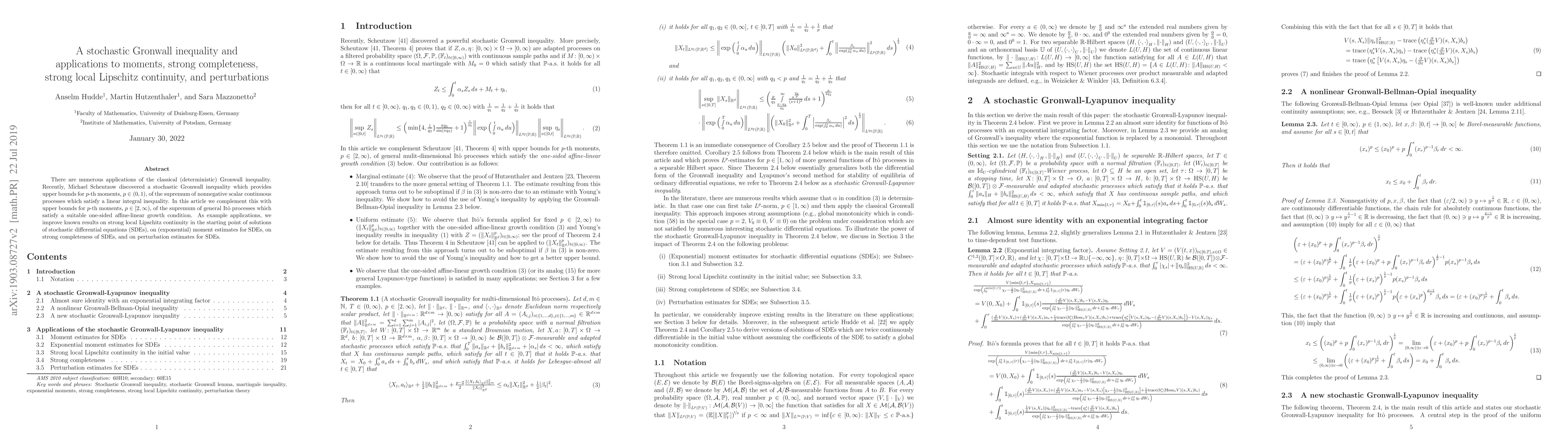 Thumbnail for A stochastic Gronwall inequality and applications to moments, strong
  completeness, strong local Lipschitz continuity, and perturbations