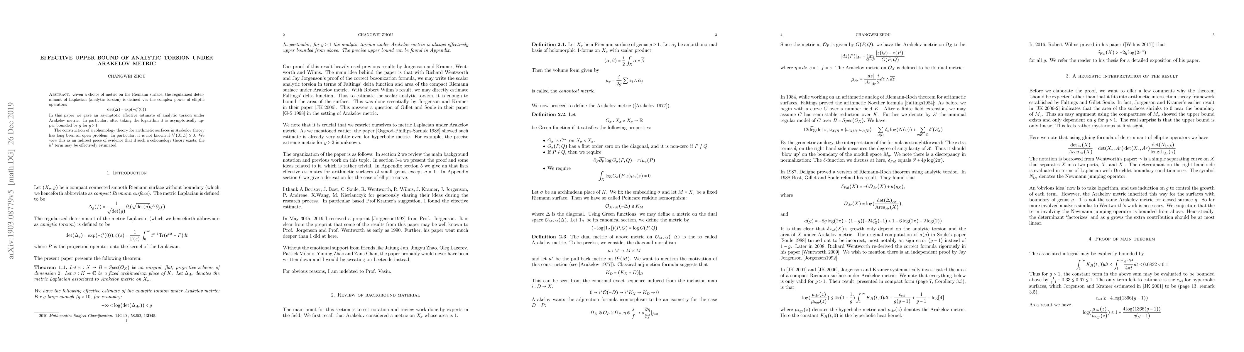 Thumbnail for Effective upper bound of analytic torsion under Arakelov metric