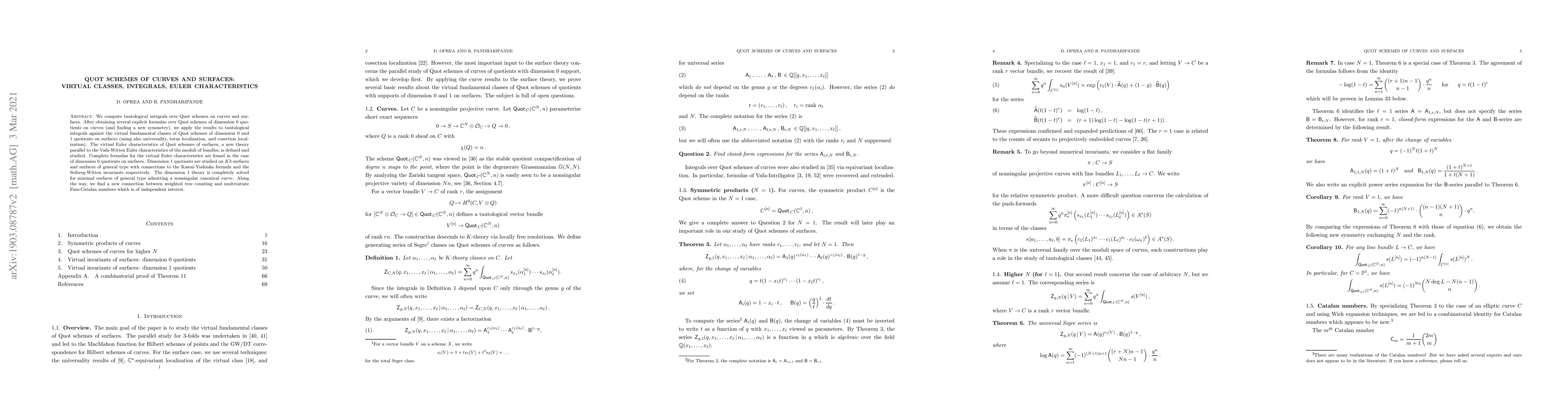 Thumbnail for Quot schemes of curves and surfaces: virtual classes, integrals, Euler
  characteristics