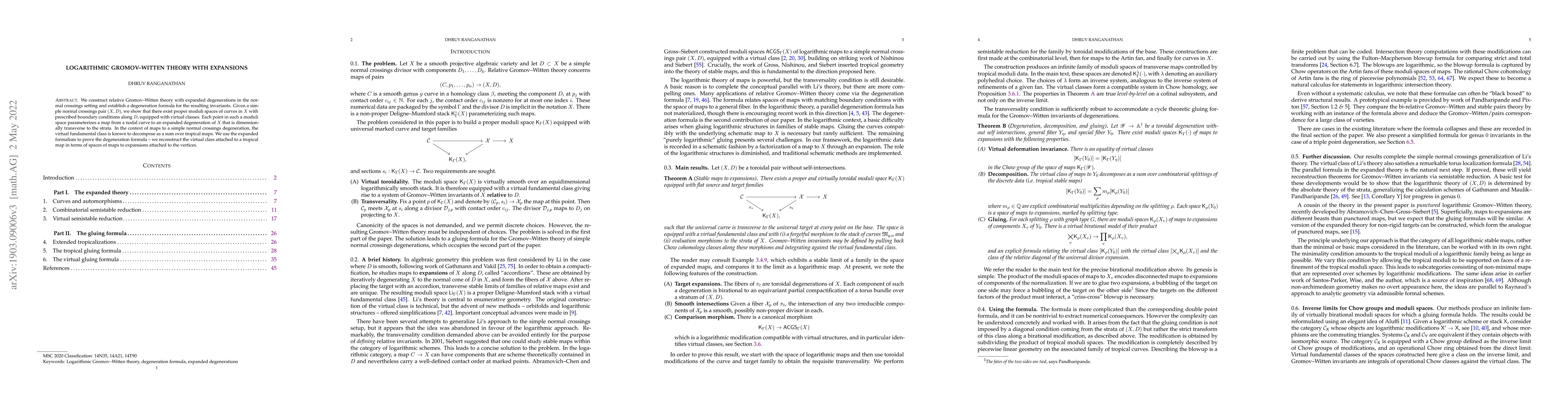 Thumbnail for Logarithmic Gromov-Witten theory with expansions