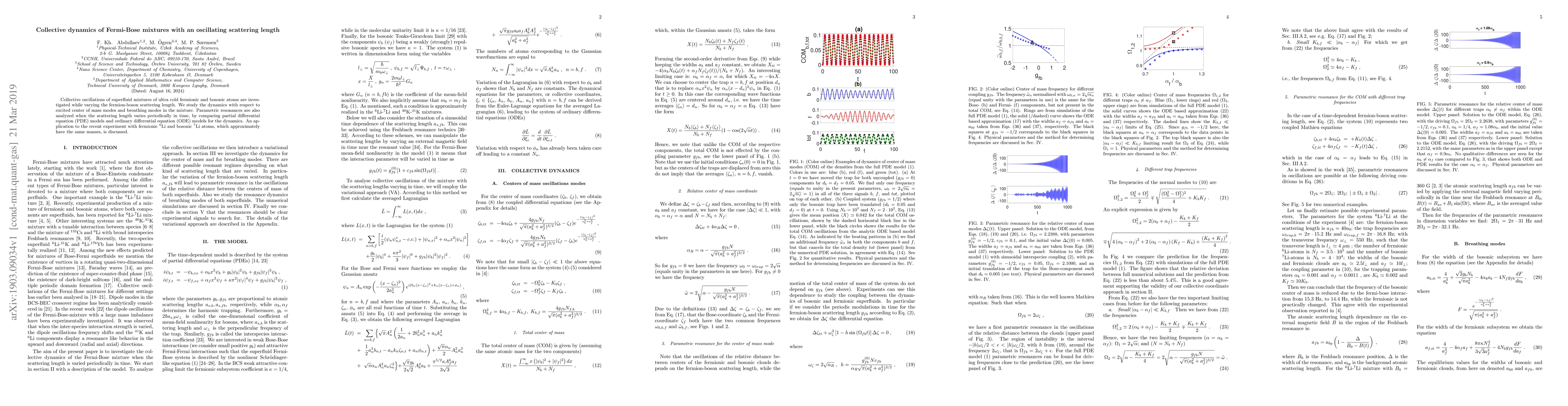 Thumbnail for Collective dynamics of Fermi-Bose mixtures with an oscillating
  scattering length