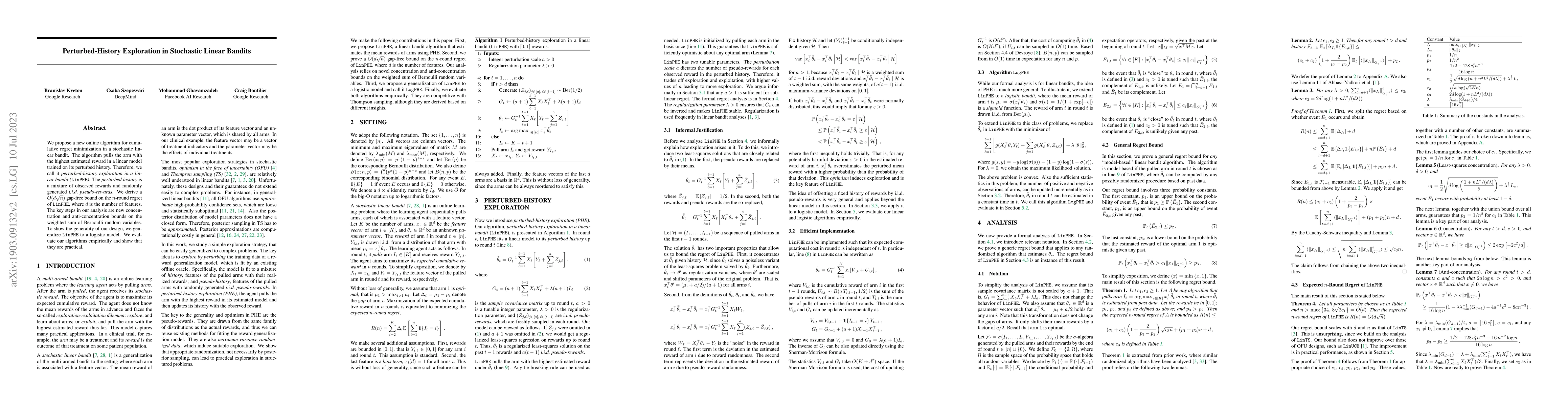 Thumbnail for Perturbed-History Exploration in Stochastic Linear Bandits
