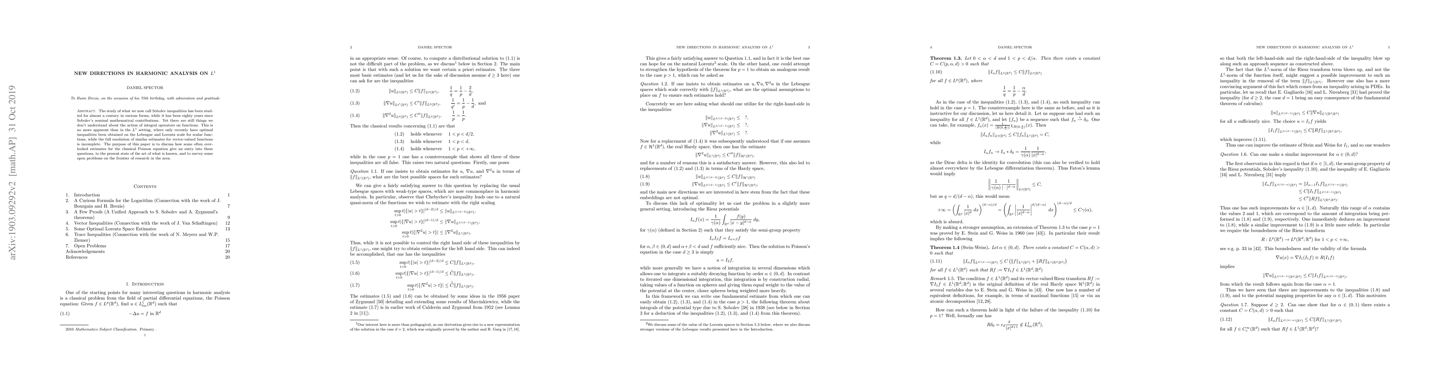 Thumbnail for New Directions in Harmonic Analysis on $L^1$