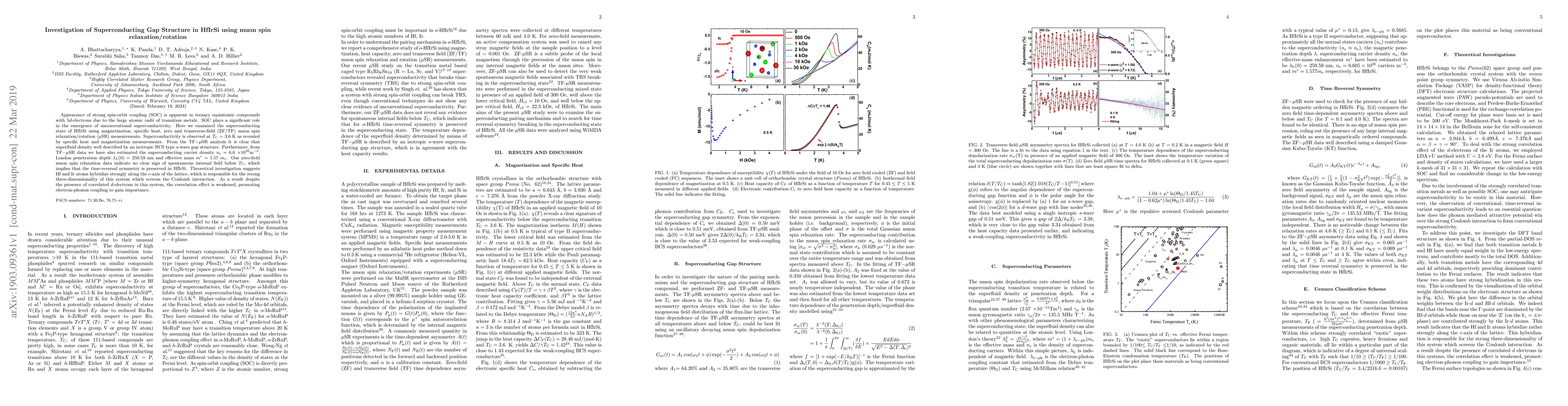 Thumbnail for Investigation of Superconducting Gap Structure in HfIrSi using muon spin
  relaxation/rotation