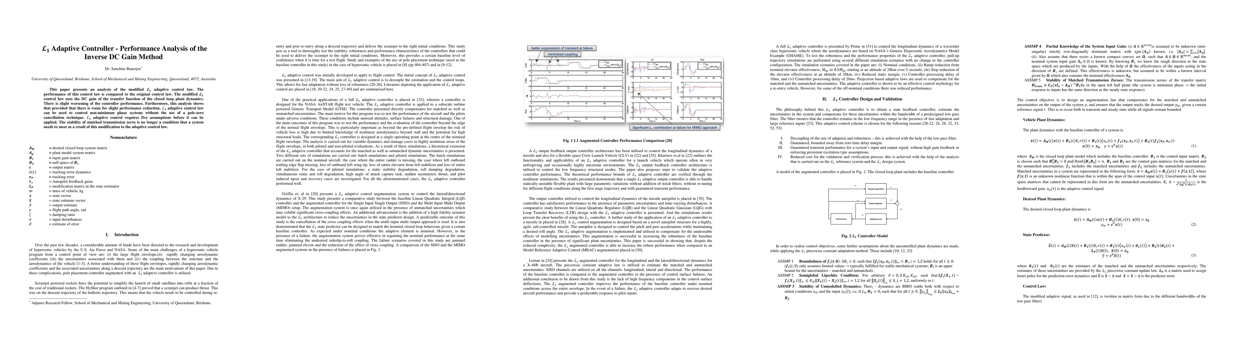 Thumbnail for L1 Adaptive Controller -- Performance Analysis of the Inverse DC Gain
  Method