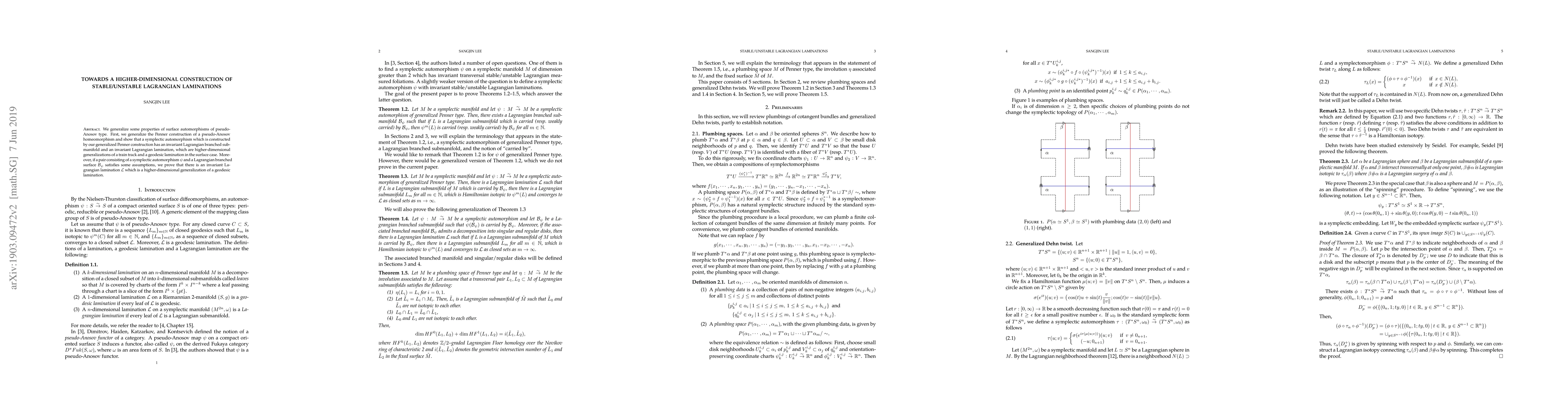 Thumbnail for Towards a higher-dimensional construction of stable/unstable Lagrangian
  laminations