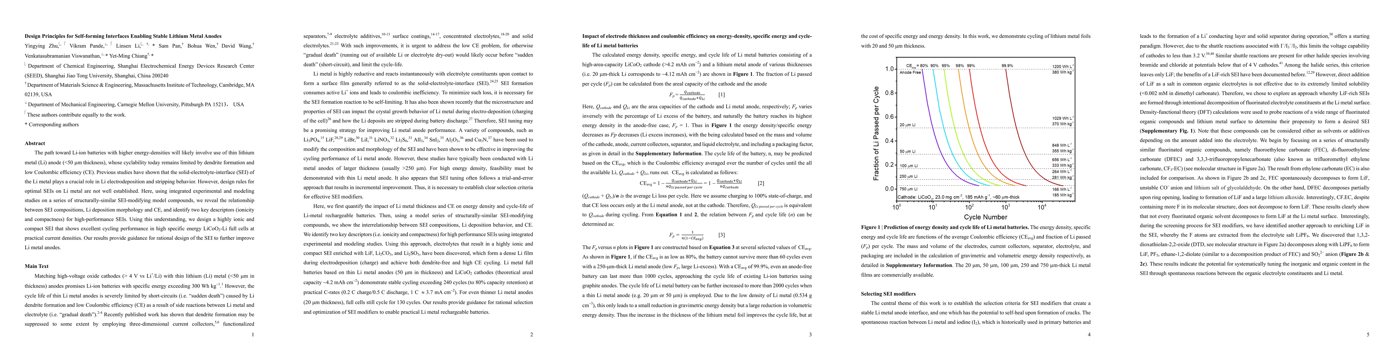 Thumbnail for Design Principles for Self-forming Interfaces Enabling Stable Lithium
  Metal Anodes