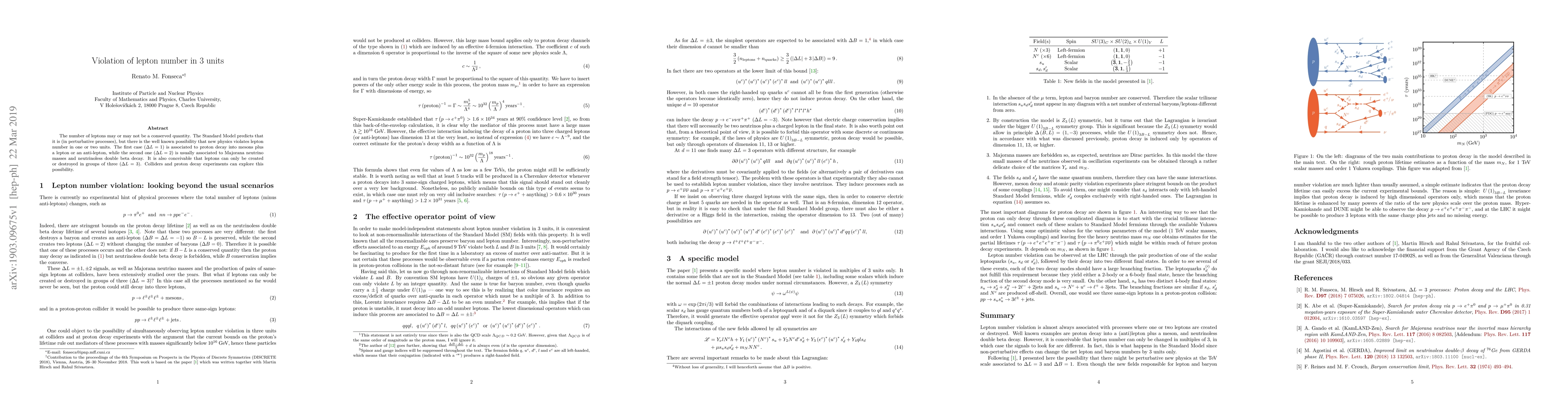 Thumbnail for Violation of lepton number in 3 units