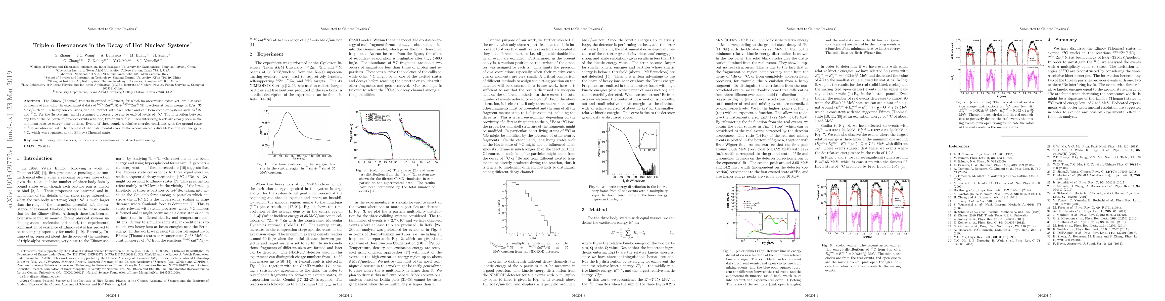 Thumbnail for Triple {\alpha} Resonances in the Decay of Hot Nuclear Systems *