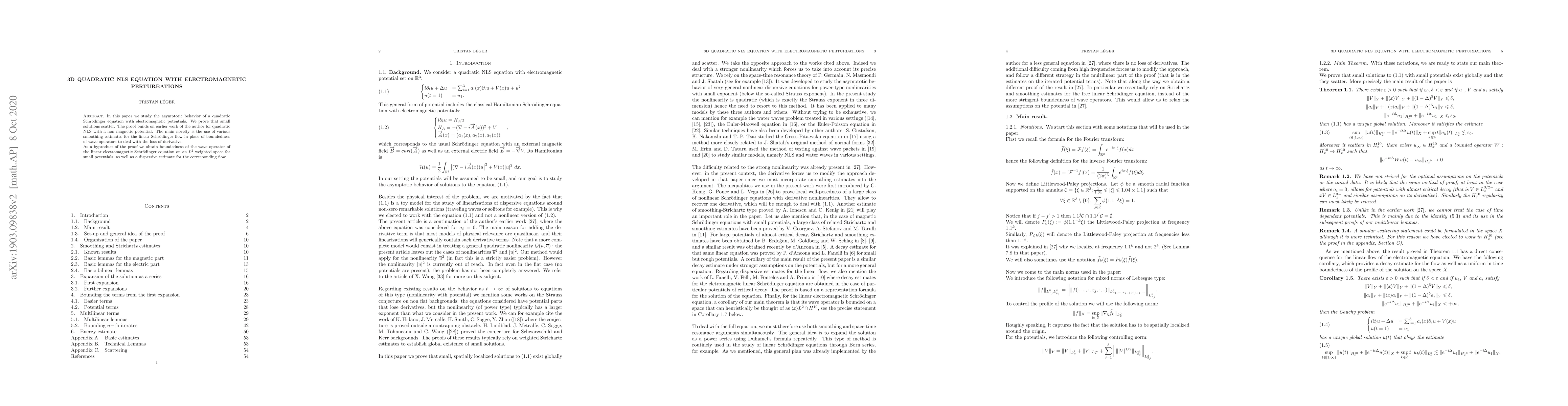 Thumbnail for 3D quadratic NLS equation with electromagnetic perturbations