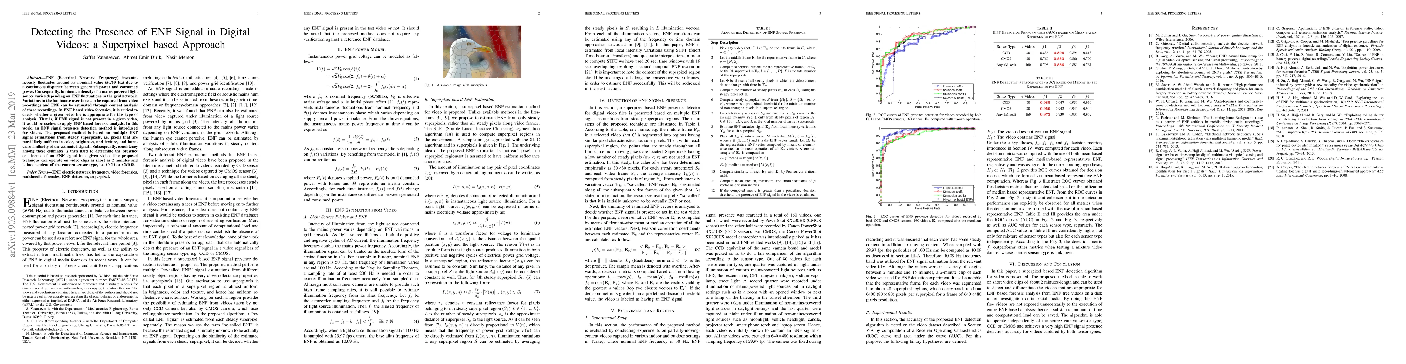 Thumbnail for Detecting the Presence of ENF Signal in Digital Videos: a Superpixel
  based Approach