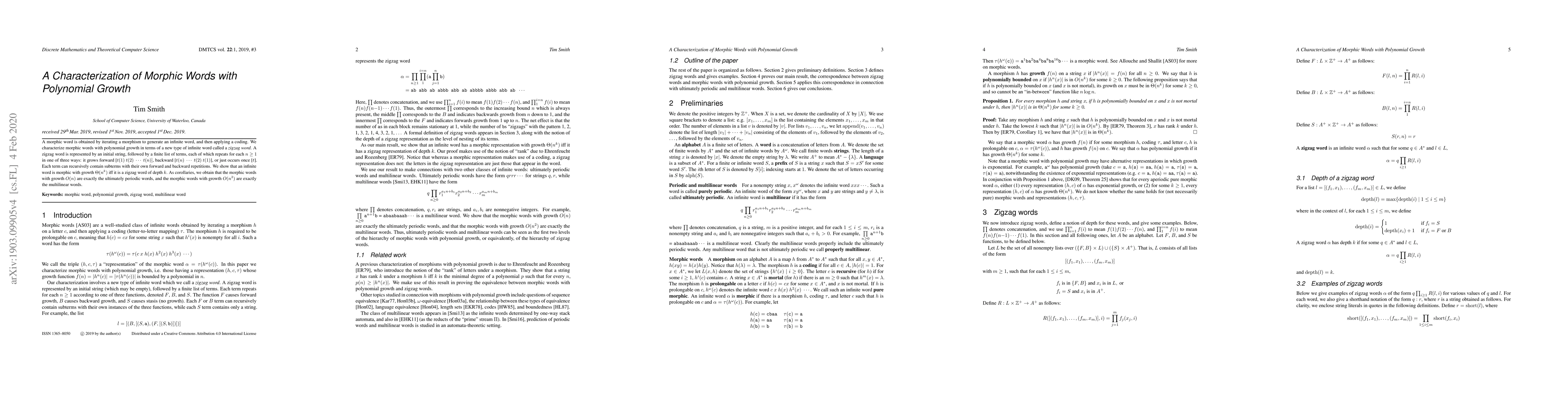 Thumbnail for A Characterization of Morphic Words with Polynomial Growth