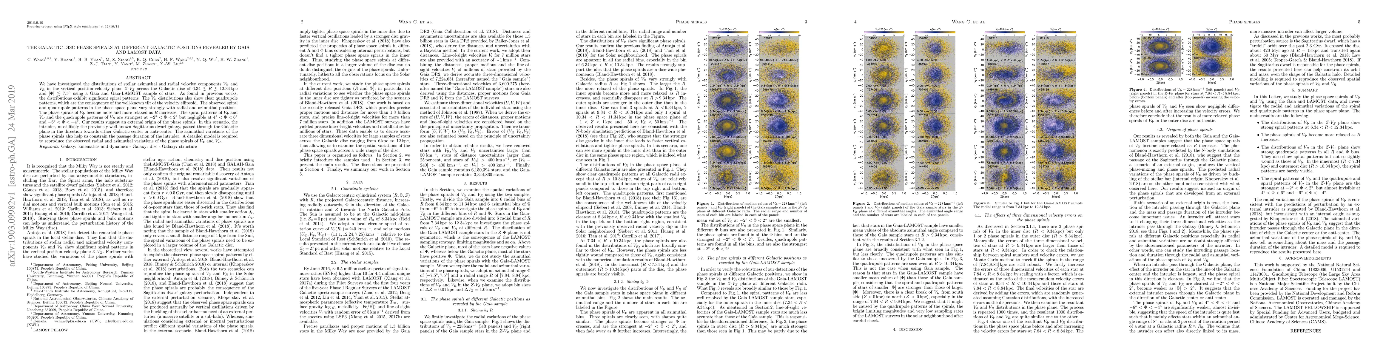 Thumbnail for The Galactic disc phase spirals at different Galactic positions revealed
  by Gaia and LAMOST data