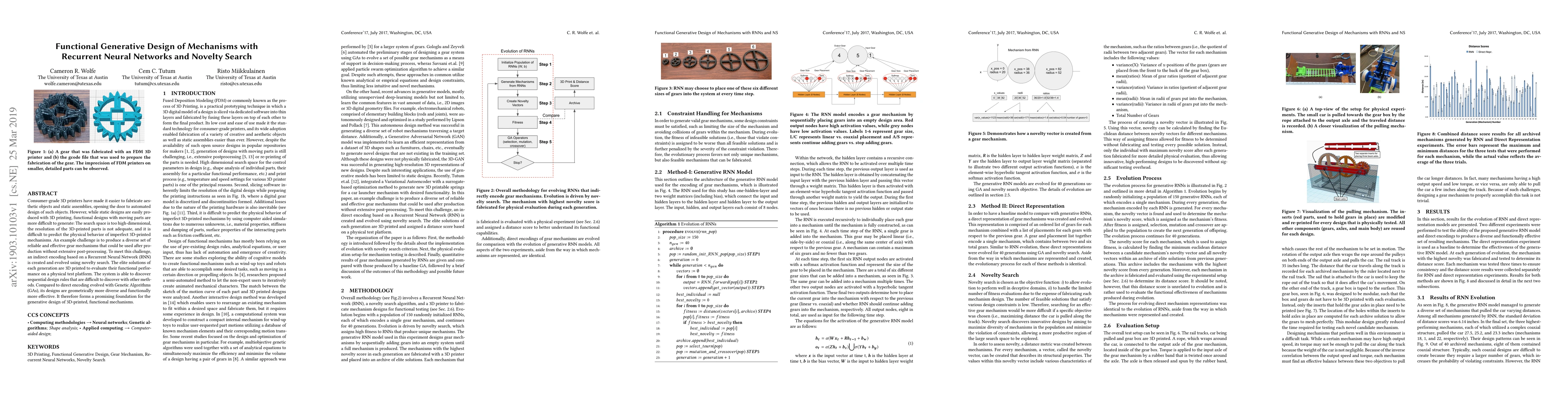 Thumbnail for Functional Generative Design of Mechanisms with Recurrent Neural
  Networks and Novelty Search