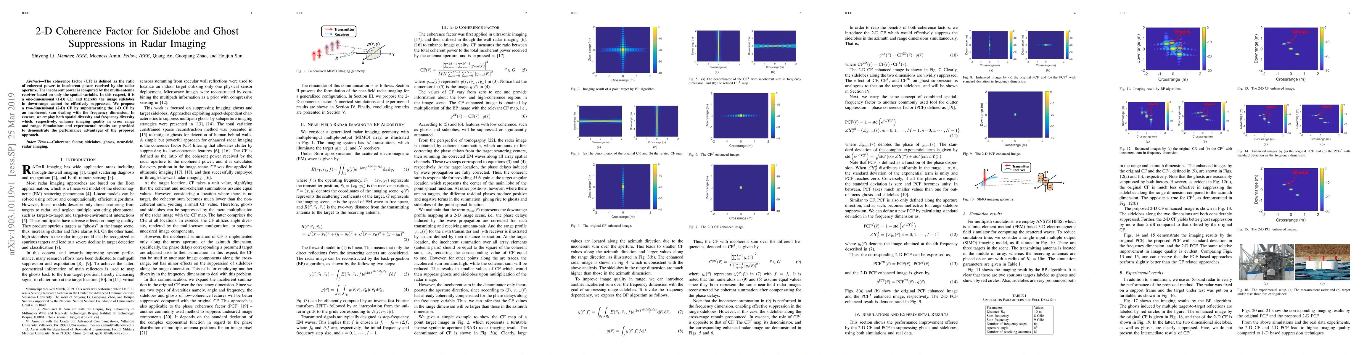 Thumbnail for 2-D Coherence Factor for Sidelobe and Ghost Suppressions in Radar
  Imaging