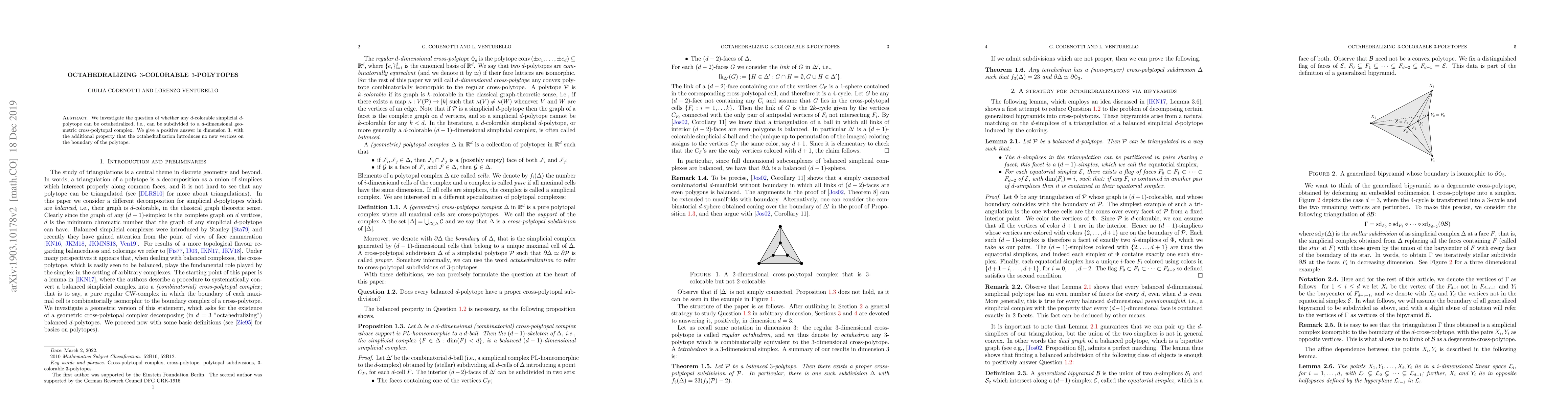 Thumbnail for Octahedralizing 3-colorable 3-polytopes